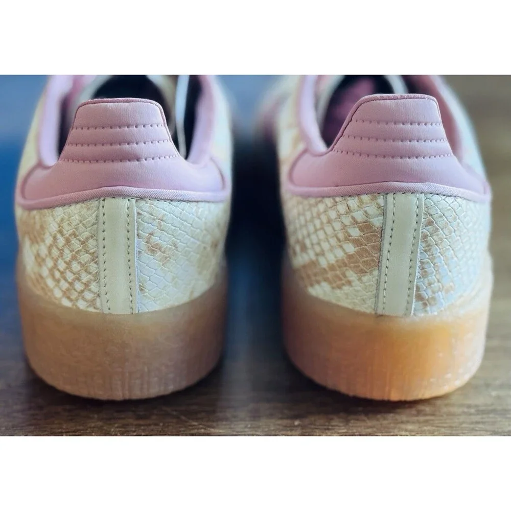 Women’s Size 9.5 adidas Sambae Snakeskin Cream White Wonder Mauve JR3803 NIB